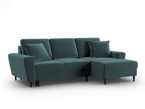 Cosmopolitan Design Converteerbare hoekbank rechts met opbergdoos Kyoto 4-zits, flueel olie - 145x241x88cm