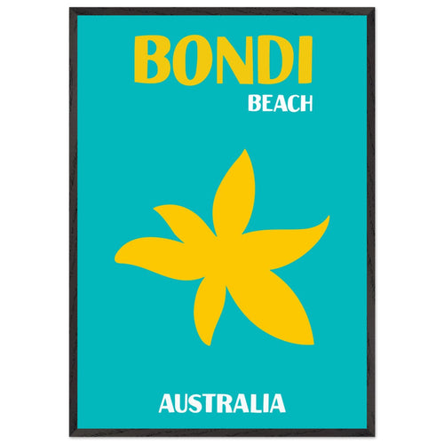 Artfulprints Poster met Lijst Australië - Bondi Beach   - 70x100 cm - Turquoise