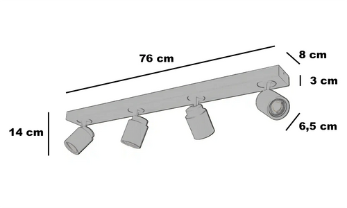 Freelight spot Razza - 4 lichts - 76  x 14   cm - wit