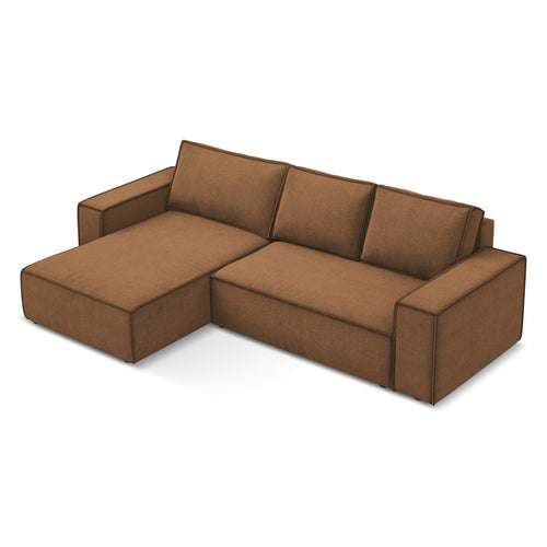 LaMiaSofa hoekbank links Livorno - textuurstof - terracotta - 290x185x82