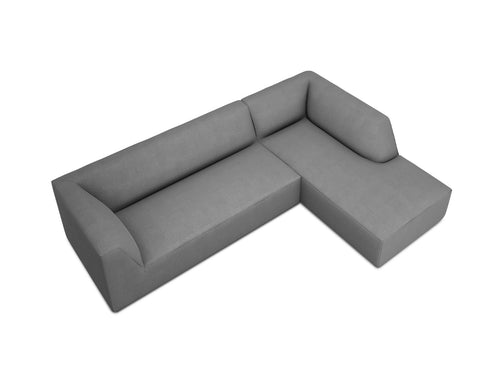 Micadoni rechter hoekbank Ruby 4-zits, structurele stof, grijs - 180x273x69cm
