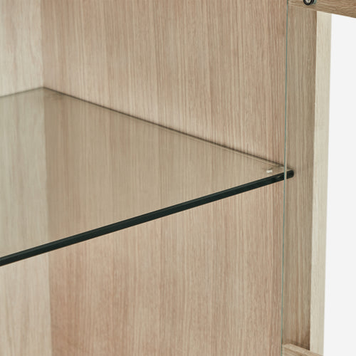 Furnhouse vitrinekast Nyborg - Witte olie - MDF, Eikenfineer, Glas - 45x123x146
