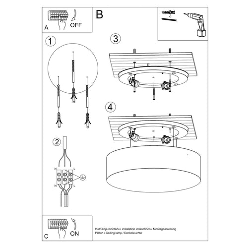 Sollux Lighting Plafondlamp ARENA zwart - 25x25x11cm