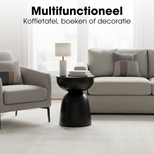 Mica Decorations Elliot Bijzettafel - Bijzettafel Rond H45 x Ø32 cm - Bijzettafeltje voor Woonkamer of Slaapkamer - Ideaal als Plantentafeltje - IJzer