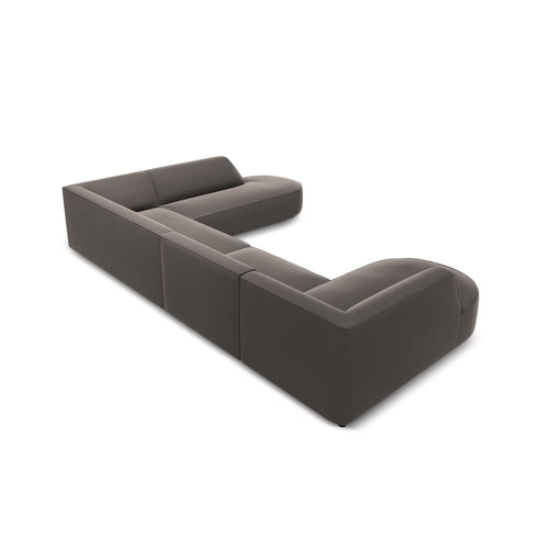 Cosmopolitan Design - Panoramische hoekbank Siena 7-zits, flueel donkergrijs - 273x366x69cm