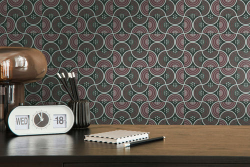 Livingwalls behang grafisch motief rood, groen en zwart - 53 cm x 10.05 m - AS-390611