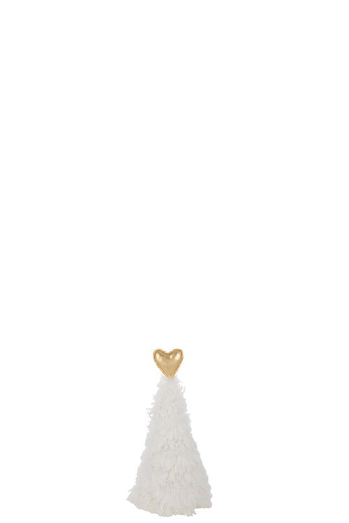 J-Line decoratie Kerstboom Hart - polyresin - wit/goud - extra small - vtwonen shop
