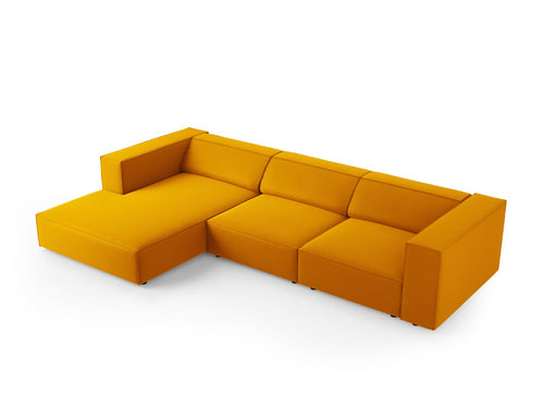 Cosmopolitan Design linker hoekbank Arendal 4-zits, flueel, geel - 166x284x70cm