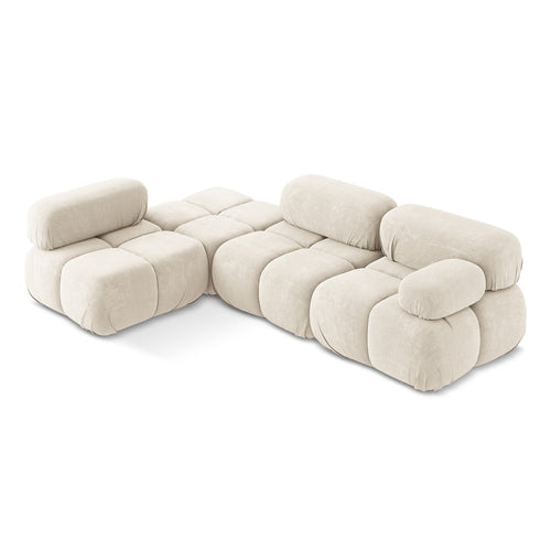 LaMiaSofa hoekbank links Sanremo - chenille stof - lichtbeige - 285x190x70