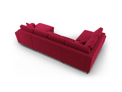 Cosmopolitan Design Links panoramische slaapbank met opbergdoos Kyoto 7-zits, flueel rood - 194x313x88cm