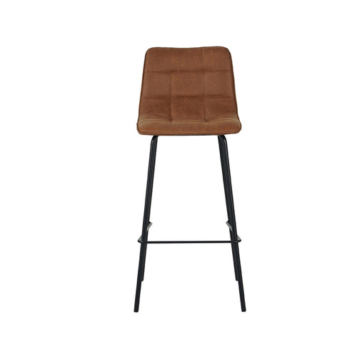 LABEL51 Barkruk Bistro - Cognac Stof - Zithoogte 78cm - Set van 2