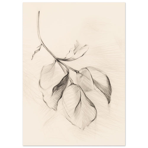 Artfulprints Poster Botanical branch   - 50x70 cm - Zwart / Wit