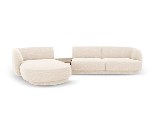 Micadoni linker modulaire bank Miley 3-zits, structurele stof ivoor - 178x303x70cm