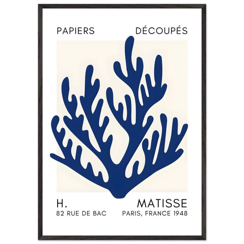 Artfulprints Poster met Lijst Matisse – Coral harmony navy blue II   - 70x100 cm - Blauw