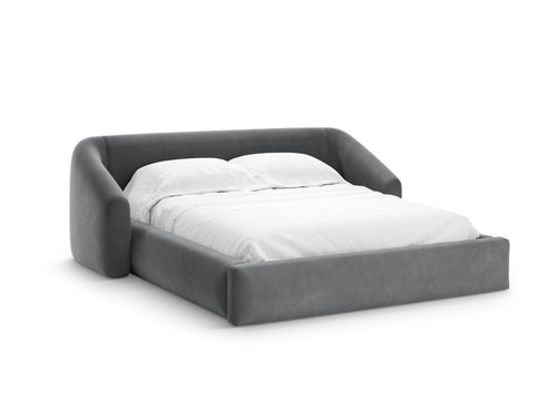 Cosmopolitan Design Opbergbed met hoofdeinde Campi 200x140cm flueel grijs - 230x208x80cm