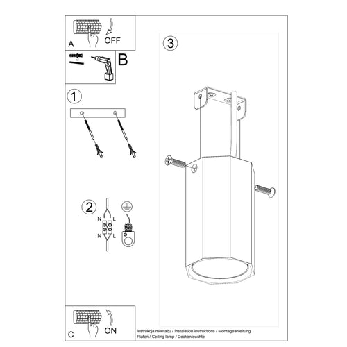 Sollux Lighting Plafondlamp ZEKE 10 eik - 6x6x10cm