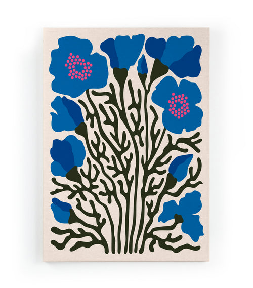 Canvas 60x40 Blauwe Bloemen - vtwonen shop