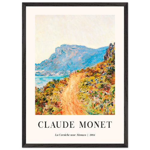 Artfulprints Poster met Lijst Claude Monet - La Corniche near Monaco   - 50x70 cm - Meerkleurig