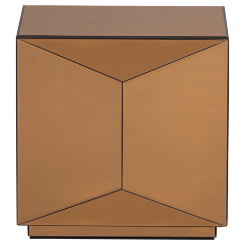 WOOOD bijzettafel vierkant Glintz - Hout/Spiegelglas - Bruin - 40x40x40