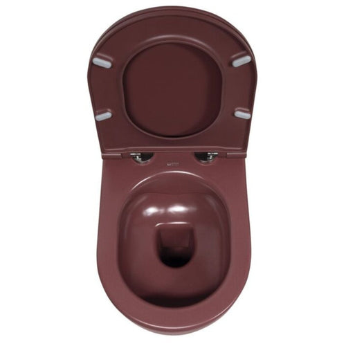 Isvea Wc Toilet Badkamer Hangend Bordeaux Rood Inclusief Softclose Toiletbril - vtwonen shop