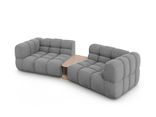 Cosmopolitan Design Modulaire bank Sky 2-zits, flueel, lichtgrijs - 148x280x70cm