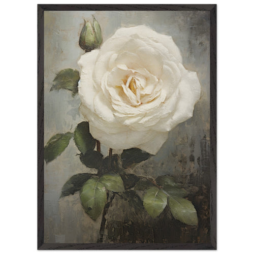 Artfulprints Poster met Lijst White rose   - 50x70 cm - Wit