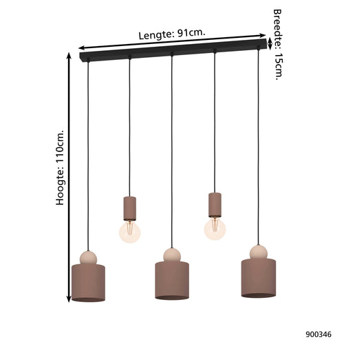 EGLO hanglamp Gazzola - e27 - 91 cm - mokka - vtwonen shop