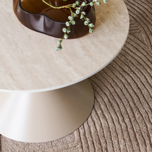 Artichok Anisa metalen salontafel met keramiek blad beige - Ø70