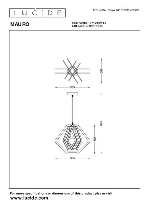 Lucide hanglamp MAURO - 1xE27 - Roze - vtwonen shop