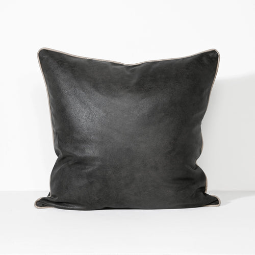 Darcy & Duke sierkussen Art Leather Onyx - Zwart - 55x55cm
