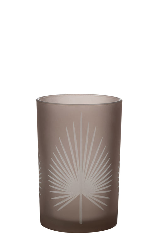 J-Line windlicht Palmblad - glas - beige - large