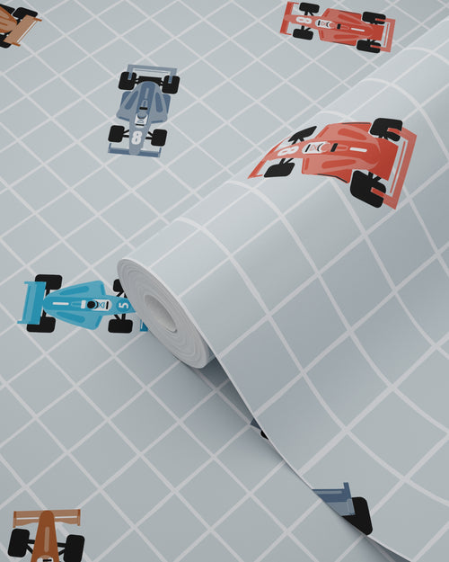 ESTAhome behang race auto's blauw - 50 x 900 cm - 131751
