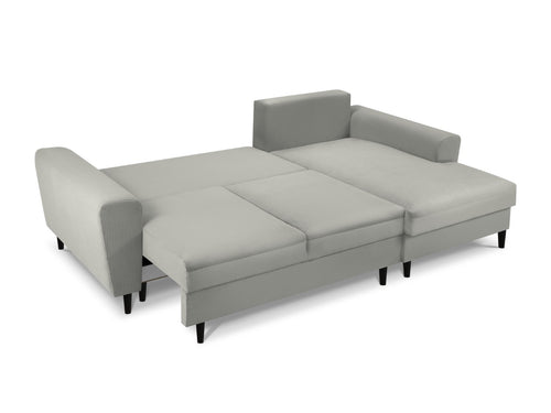 Cosmopolitan Design Converteerbare hoekbank rechts met opbergdoos Kyoto 4-zits, ribfluwelen, lichtgrijs - 145x241x88cm