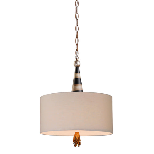 Elstead Flambeau - 2-lichts hanglamp zwart, crème, bladgoud, E27
