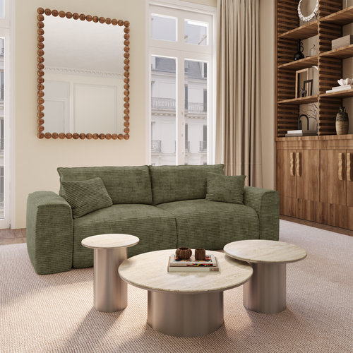 Premium Interiors - Snel uitklapbare slaapbank COMO - corduroy olijfgroen 236cm