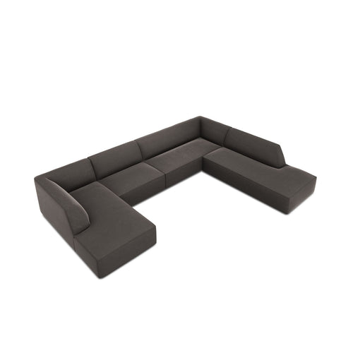 Cosmopolitan Design - Panoramische hoekbank Siena 7-zits, flueel donkergrijs - 273x366x69cm