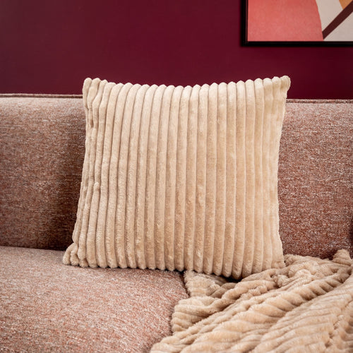 MARTHY - plaid 140x180 cm - ribfluweel - gerecycled - Pumice Stone - beige