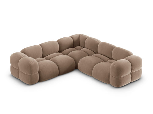 Cosmopolitan Design Hoekbank Loretto 4-zits, flueel donkerbeige - 250x250x68cm