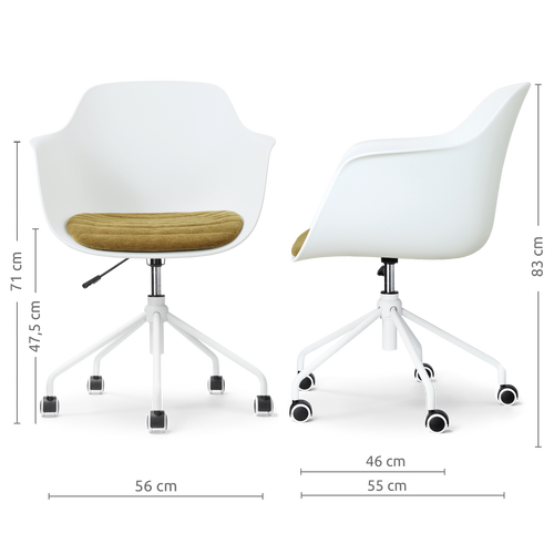 Nolon Nout-Liz eetkamerstoel wit met mosgroen zitkussen - wit onderstel