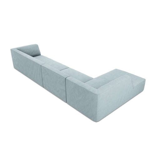 Cosmopolitan Design - Modulaire hoekbank links Siena 5-zits, ribfluwelen lichtblauw - 180x366x69cm