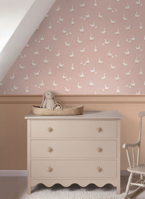 ESTAhome behang schattige ganzen roze - 50 x 900 cm - 132186