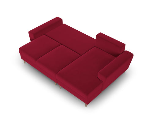 Cosmopolitan Design Converteerbare hoekbank rechts met opbergdoos Kyoto 4-zits, flueel rood - 145x241x88cm