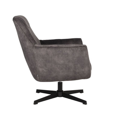 LABEL51 Fauteuil Toby - Antraciet Velvet - Draaibaar - vtwonen shop