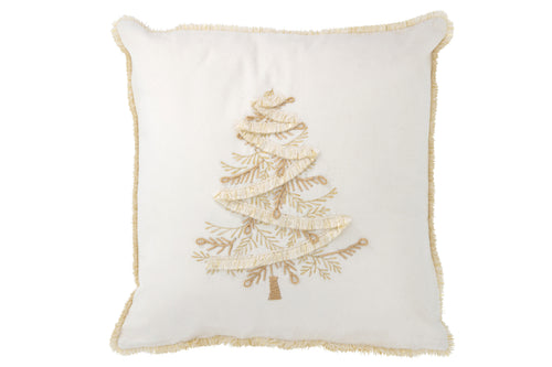 J-Line kussen Boom - textiel - wit/goud