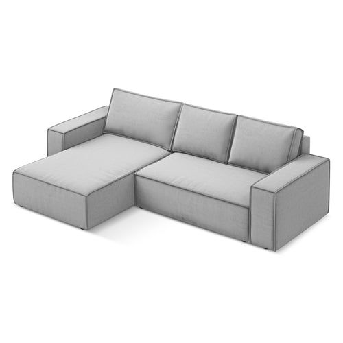 LaMiaSofa hoekbank links Livorno - velours - grijs - 290x185x82
