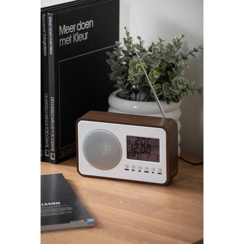 Karlsson wekker FM Radio - bruin - 19.2x6.6x12.5cm - Vaderdag - Vaderdagcadeau - Vaderdag cadeautje voor hem