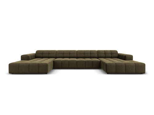 Cosmopolitan Design Panoramische bank Chicago 6-zits, flueel groente - 167x375x78cm
