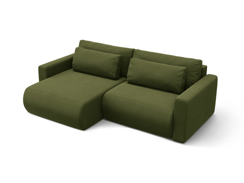 Cosmopolitan Design Omkeerbare converteerbare hoekbank met opbergdoos Belfast 3-zits, flueel legergroen - 149x240x84cm
