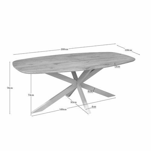 Starfurn Eettafel Ferris - Deens Ovaal Zand/Eikenhout - 200x100x76cm