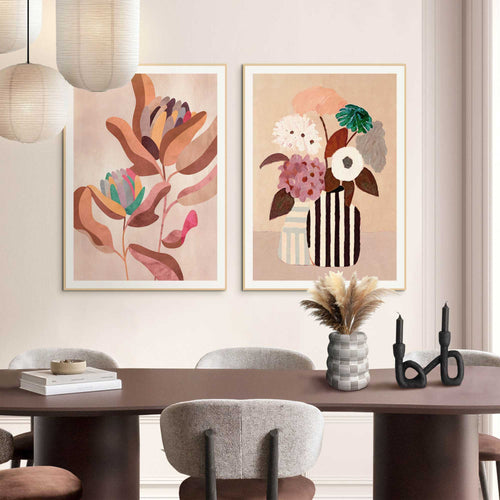 Reinders Bloemen schilderijen set -  roze - hobbyruimte - 70x50cm